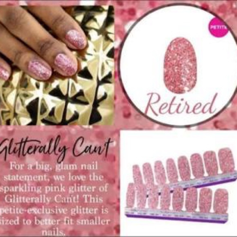 RETIRED GLITTERALLY CAN’T Color Street Petite Nail Polish Strips Sparkling Pink - Picture 6 of 9